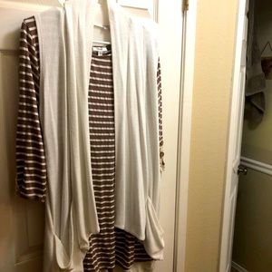 Ladies striped dress with long vest